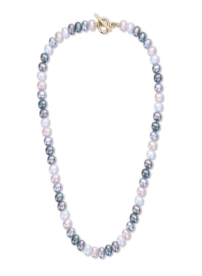 GAVU Dainty Pearl Necklace for Women Men, Multicolor Necklace Shell Pearl Necklace for Men and Women 20" - Image 1