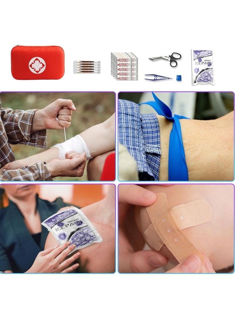 47 قطعة طقم إسعافات أولية ， طقم إسعافات أولية للسيارة ， أدوات إسعافات أولية نظيفة تعالج الجروح الطفيفة وتحمي الجروح البسيطة في المنزل للمشي لمسافات طويلة وحقائب الظهر والتخييم (أحمر) - Image 5