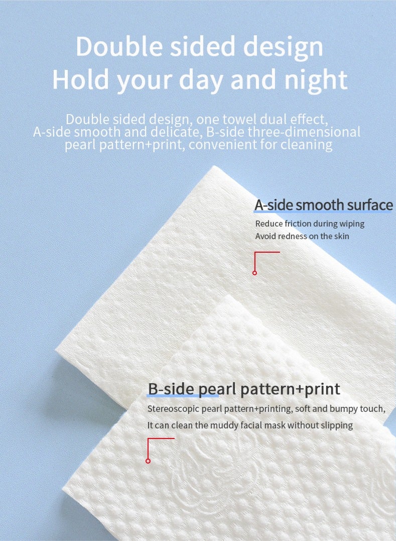 Soft Facial Towels – 100% Plant-Based Fiber, 3D Pearl & Flower Pattern, 20cm x 20cm, 160 Sheets | Gentle Cleansing, Makeup Removal, and Daily Skincare for All Skin Types - Image 4