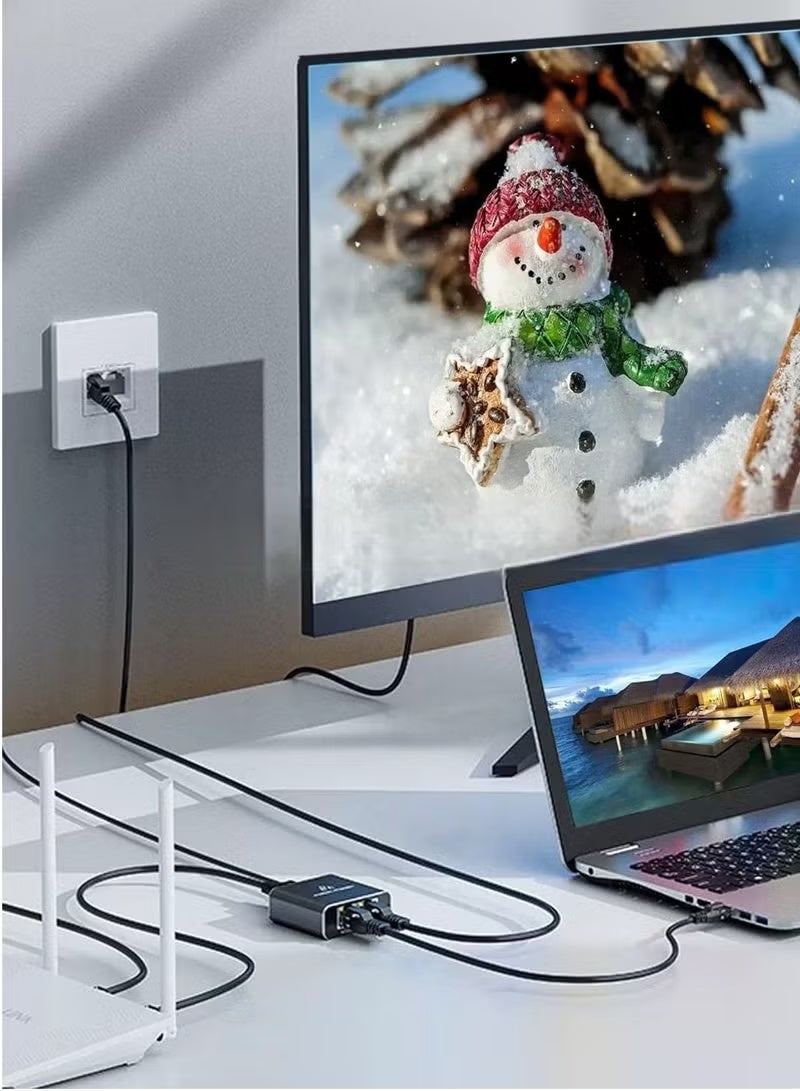 Gigabit Ethernet Splitter 1 to 2 - Network Internet Splitter Adapter with USB Power Cable, RJ45 1000Mbps High Speed for Cat 5/5e/6/7/8 Cable [2 Devices Networked Simultaneously] - Image 2