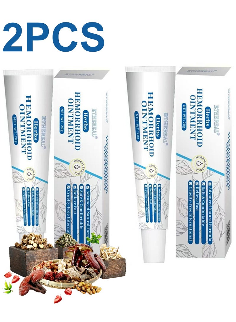 Ethereal Hemorrhoid Ointment Hemorrhoid Treatment Hemorrhoid and Fissure Ointment Fast Relief Hemorrhoid Cream Healing Formula Fast Acting Treatment Hemorrhoid Symptom Ointment 20g 2pcs - Image 1