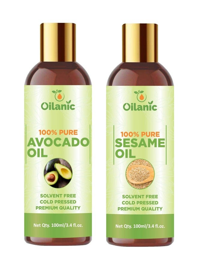 Oilanic مجموعة زيت الأفوكادو وزيت السمسم الطبيعي 100% من أويلانيك، عبوة من زجاجتين سعة 100 مل (200 مل) - Image 1