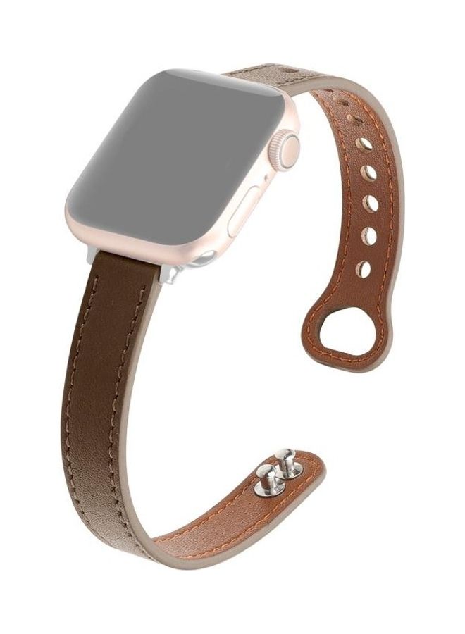 HuHa Replacement Strap Watchband For Apple Watch Series 7 45mm/6 u0026 SE u0026 5 u0026 4 44mm/3 u0026 2 u0026 1 42mm Brown - Image 2