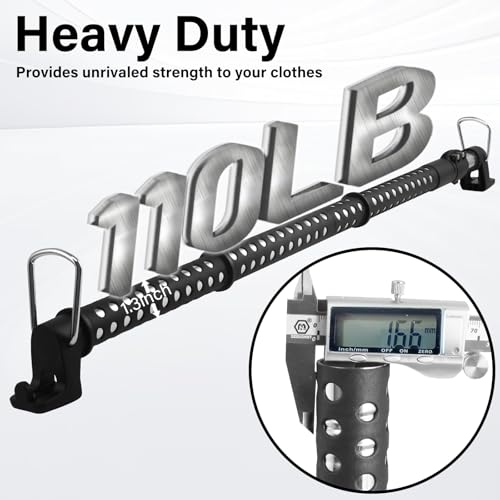 UEGHNS Car Clothes Hanger Bar, Clothes Rack for Car Telescopic Adjustable 34-54inch Heavy Duty Car Clothes Rack Suitable For Cars Trucks SUVs RVs Toad Trippers RVs. (34-54inch) - Image 3