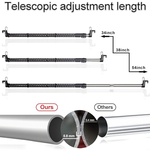UEGHNS Car Clothes Hanger Bar, Clothes Rack for Car Telescopic Adjustable 34-54inch Heavy Duty Car Clothes Rack Suitable For Cars Trucks SUVs RVs Toad Trippers RVs. (34-54inch) - Image 2