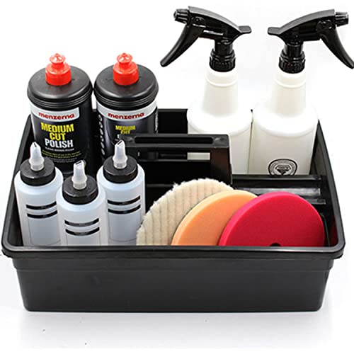 Haundry 3-Compartment Plastic Cleaning Caddy Basket – Stackable Large Commercial Quality Plastic Tool Organizer Bucket with Handle, Black - Image 5