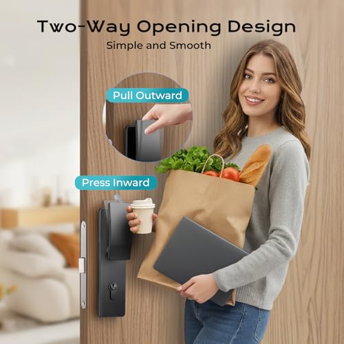 I-EASYDWW Push Pull Door Handle Set, Matte Black Interior Door Handle with Lever, Zinc Alloy Silent Door Lock for Bedroom, Modern Door Hardware, Reversible for Left & Right Wooden Doors - Image 2