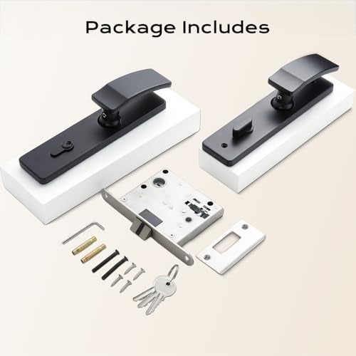 I-EASYDWW Push Pull Door Handle Set, Matte Black Interior Door Handle with Lever, Zinc Alloy Silent Door Lock for Bedroom, Modern Door Hardware, Reversible for Left & Right Wooden Doors - Image 5