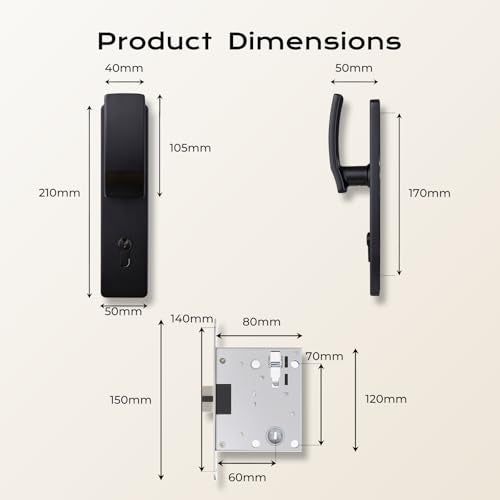 I-EASYDWW Push Pull Door Handle Set, Matte Black Interior Door Handle with Lever, Zinc Alloy Silent Door Lock for Bedroom, Modern Door Hardware, Reversible for Left & Right Wooden Doors - Image 4