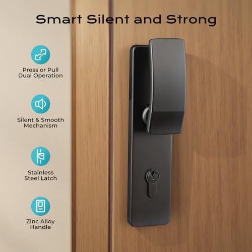 I-EASYDWW Push Pull Door Handle Set, Matte Black Interior Door Handle with Lever, Zinc Alloy Silent Door Lock for Bedroom, Modern Door Hardware, Reversible for Left & Right Wooden Doors - Image 3