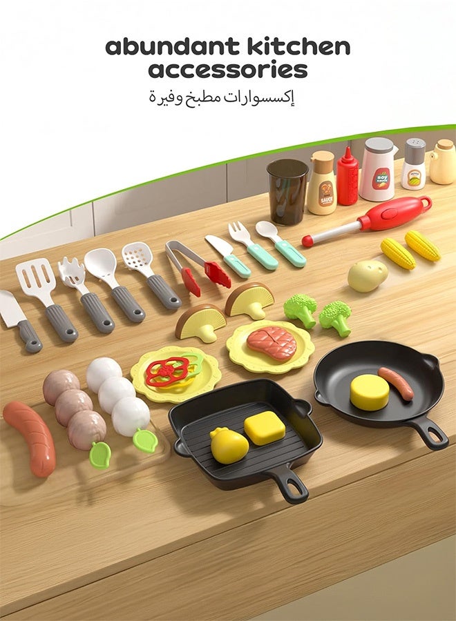 41PCS BBQ Play Set Toys for Kids, Kids Kitchen Playset, Barbecue Grill Toy Set, Toddler BBQ Grill Playset with Smoke Sound Light, Kitchen Toys Sets Pretend Play, Indoor Outdoor DIY Toy for Boys, Girls - Image 2