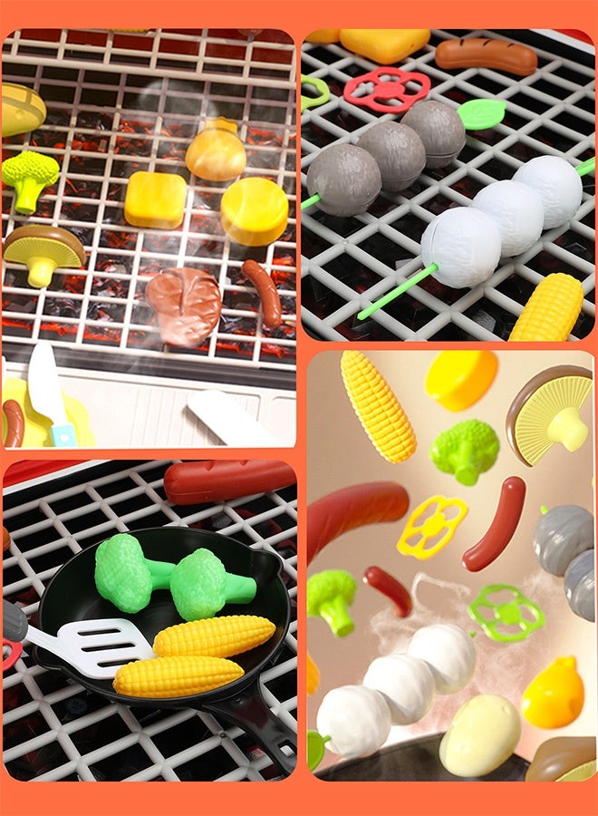 41PCS BBQ Play Set Toys for Kids, Kids Kitchen Playset, Barbecue Grill Toy Set, Toddler BBQ Grill Playset with Smoke Sound Light, Kitchen Toys Sets Pretend Play, Indoor Outdoor DIY Toy for Boys, Girls - Image 4
