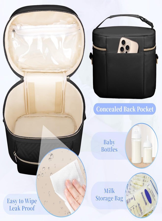 حقيبة شفط حليب الثدي القابلة للارتداء من GDNasist، متوافقة مع مضخات Willow/Elvie/Medela/Momcozy، حقيبة حمل محمولة لمضخات الثدي للأمهات المرضعات والعاملات، حقيبة شفط حليب مزودة بحزام كتف، لون أسود - Image 3