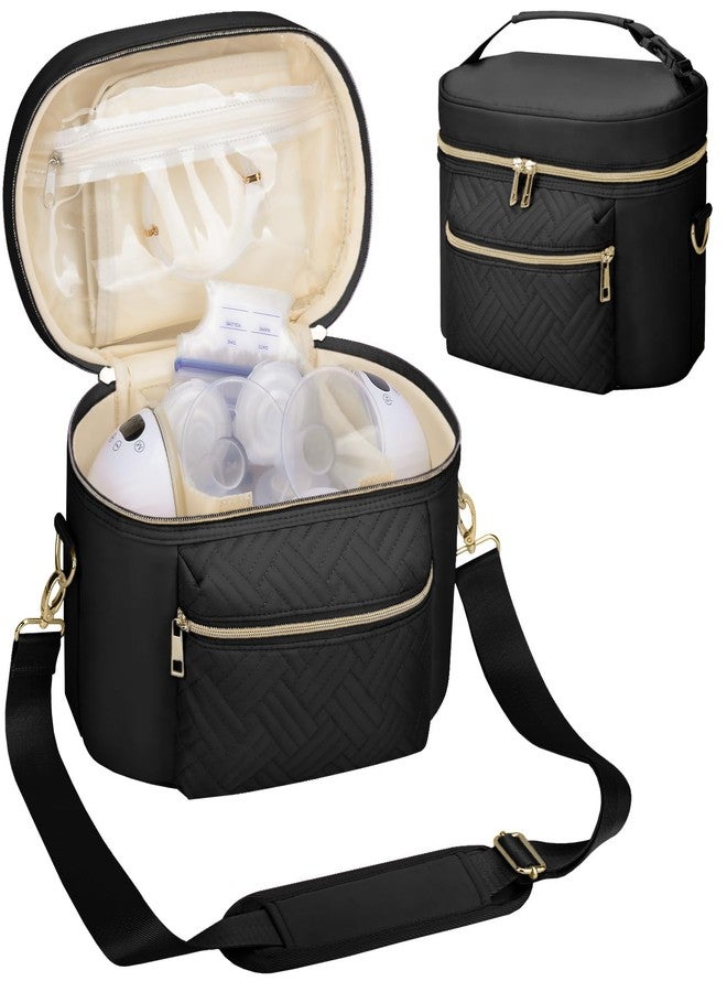 حقيبة شفط حليب الثدي القابلة للارتداء من GDNasist، متوافقة مع مضخات Willow/Elvie/Medela/Momcozy، حقيبة حمل محمولة لمضخات الثدي للأمهات المرضعات والعاملات، حقيبة شفط حليب مزودة بحزام كتف، لون أسود - Image 1