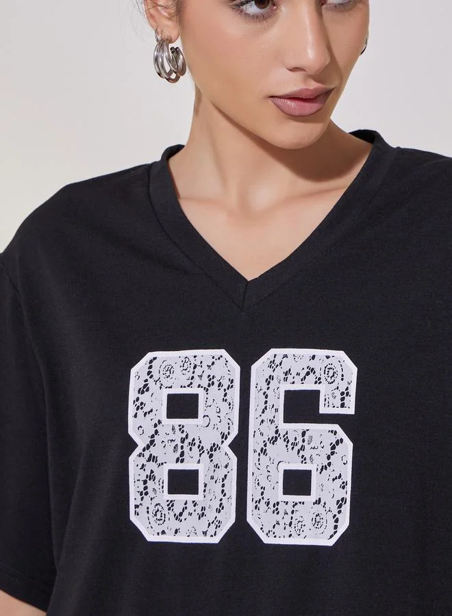 Take Two Graphic Printed V Neck Relaxed Fit T-Shirt