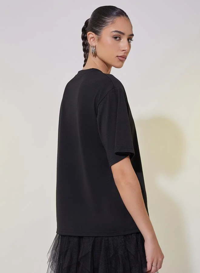 Take Two Graphic Printed V Neck Relaxed Fit T-Shirt