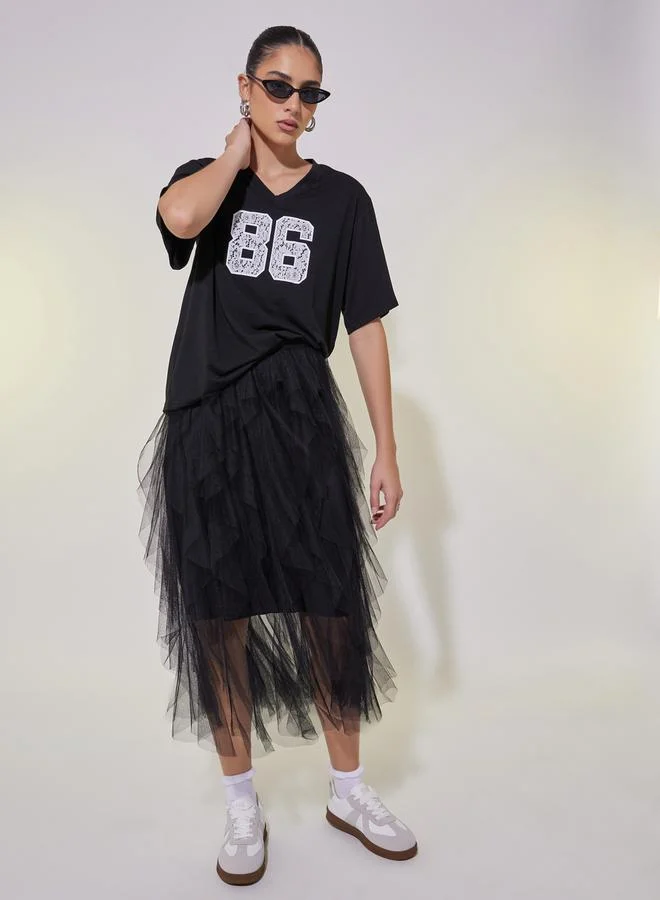 Take Two Graphic Printed V Neck Relaxed Fit T-Shirt