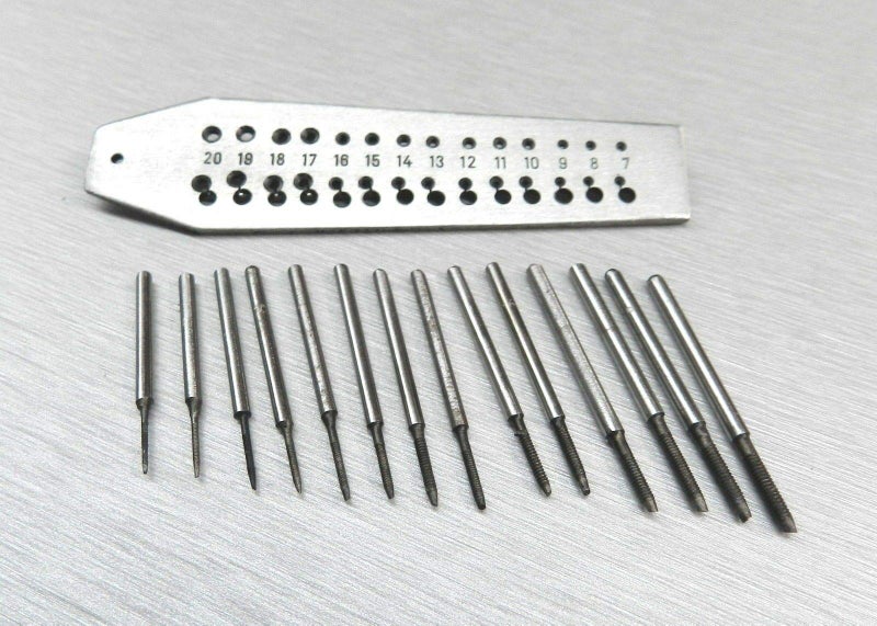 OSCAR Mini Tap and Die Set | 14 Taps with Screw Plate & Pin Vise | 0.7–2mm Jewellery Making Tool | Silver Finish - Image 2