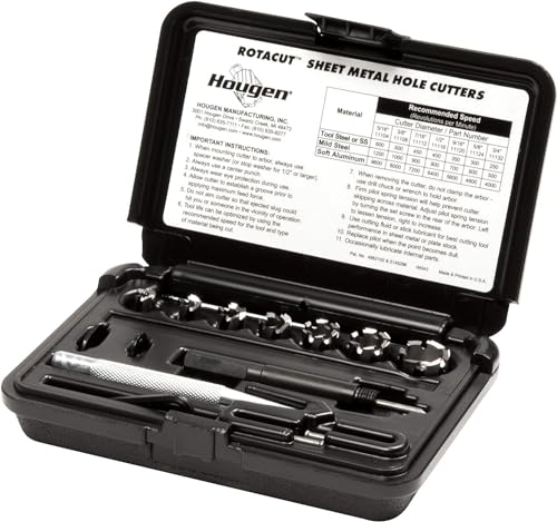 Hougen 11075 RotaCut High Speed Steel Cutter Kit 5/16”, 3/8", 7/16”, 1/2", 9/16”, 5/8, 3/4", 1/4" Cutting Depth, Bright Finish, 3/8" Shank - Image 1