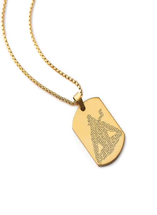 RCW Shiv Chalisa Tag Necklace For Men | Locket and Pendant Spiritual Locket Micro-carved Tag Stainless Steel | Unisex Religious Pendant | Divine Protection Jewelry (Gold) - Image 1