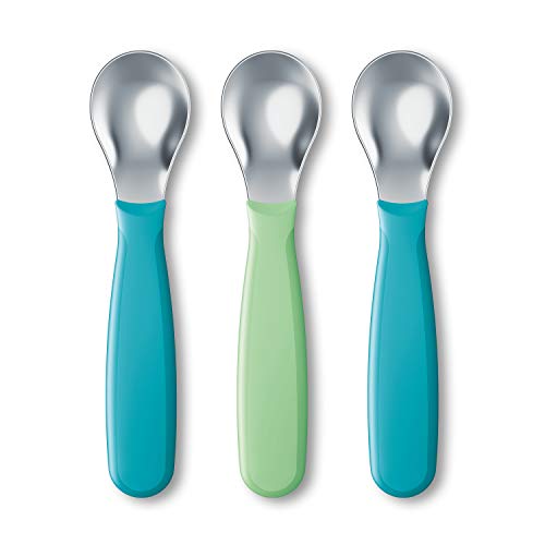 NUK Kiddy Cutlery Spoons, Durable Stainless Steel, BPA and Latex-Free, 18+ Months, Pack of 3 - Image 1