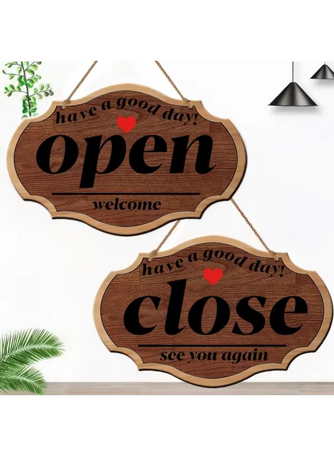 Coffee Color Double Sided Wooden Open Close Sign Rustic Shop Cafe Decor - Image 5
