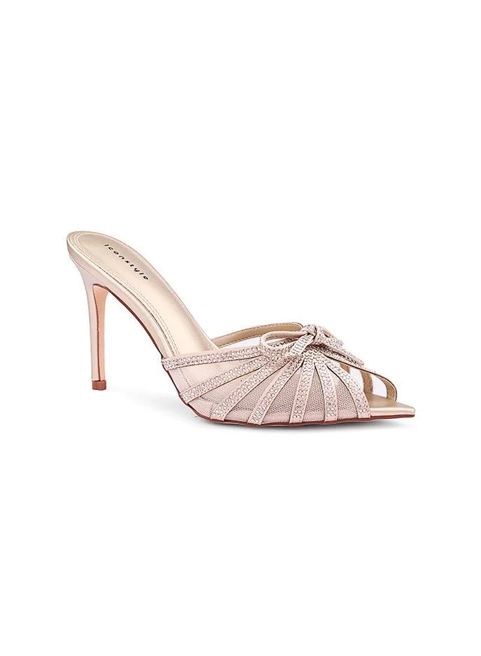 أيقون Embellished Strappy Heeled Mules