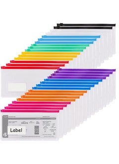 EOOUT 32Pcs Poly Zip Envelope Reusable Envelopes 9 X 4.7 Inches A6 Size 10 Colors For Office Supplies  - Image 1