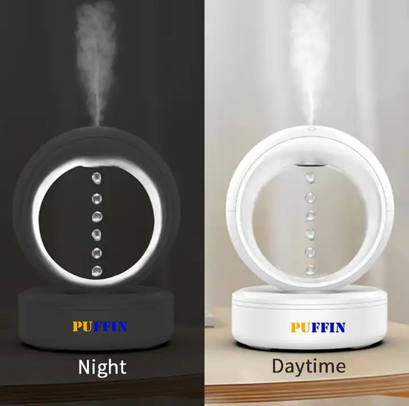 Puffin Aroma Diffuser Anti-Gravity Humidifier, Air Humidifier with LED Light, Quiet Water Drip Diffuser, Anti Gravity Levitating Water Drops 680ml for Bedroom Home Office House Hotel Shop Restaurant - Image 3
