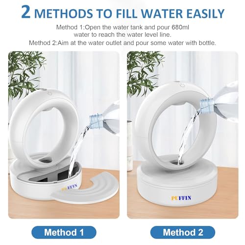 Puffin Aroma Diffuser Anti-Gravity Humidifier, Air Humidifier with LED Light, Quiet Water Drip Diffuser, Anti Gravity Levitating Water Drops 680ml for Bedroom Home Office House Hotel Shop Restaurant - Image 5
