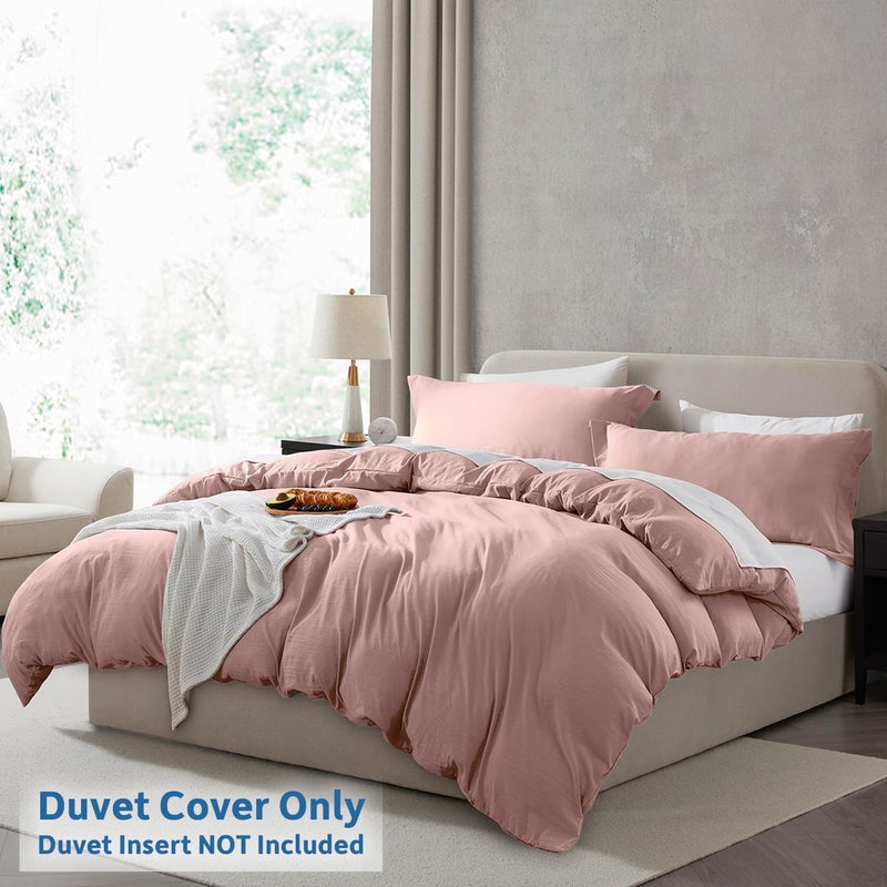 Nestl Nestl Blush Pink Davet Cover بالحجم الكامل - غطاء حاف كامل الحجم الناعم بحجم كامل مع إغلاق سستة 1 غطاء لحاف 80 × 90 بوصة و 2 وسادة شام  - Image 2