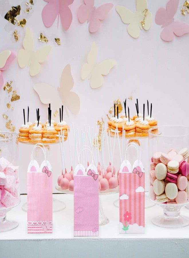 Marspark 24 Pcs Cat Gift Bag Cute Cartoon Pink Bow Themed Party Favors Coquette Bow Tie Flower Goodie Candy Treat Bags with Handles for Princess Kitten Baby Shower Birthday Party Decoration Supplies - Image 2
