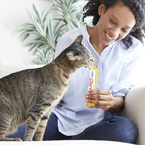 INABA Churu Cat Treats, Grain-Free, Lickable, Squeezable Creamy Purée Cat Treat/Topper with Vitamin E & Taurine, 0.5 Ounces Each Tube, 12 Tubes (4 per Pack), Tuna with Chicken Recipe - Image 4