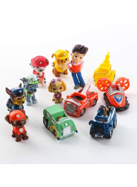 Paw Patrol Mini Figurines - Deluxe Set of 12 Cupcake Toppers - Premium Party Favors for Kids