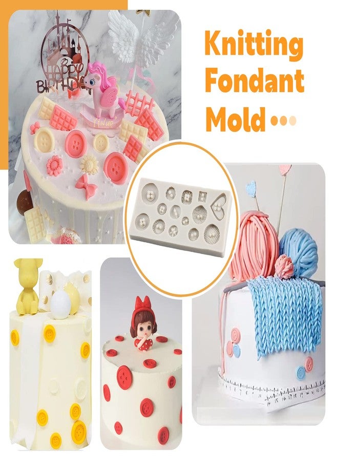 Sijiangmold Mini Knitting Sweater Fondant Molds Crochet Texture Cake Decoration Silicone Mold Button Chocolate Mold For Baby Shower Cake Decorating Cupcake Topper Candy Gum Paste Polymer Clay Set Of 5 - Image 5