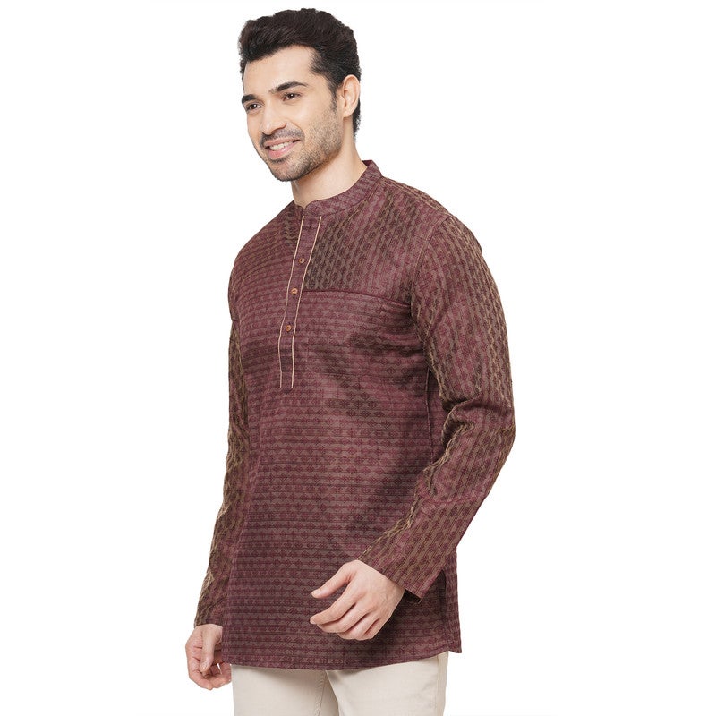 ARCHATTIRE Men’s Brown Jacquard Kurta for Men - Image 5