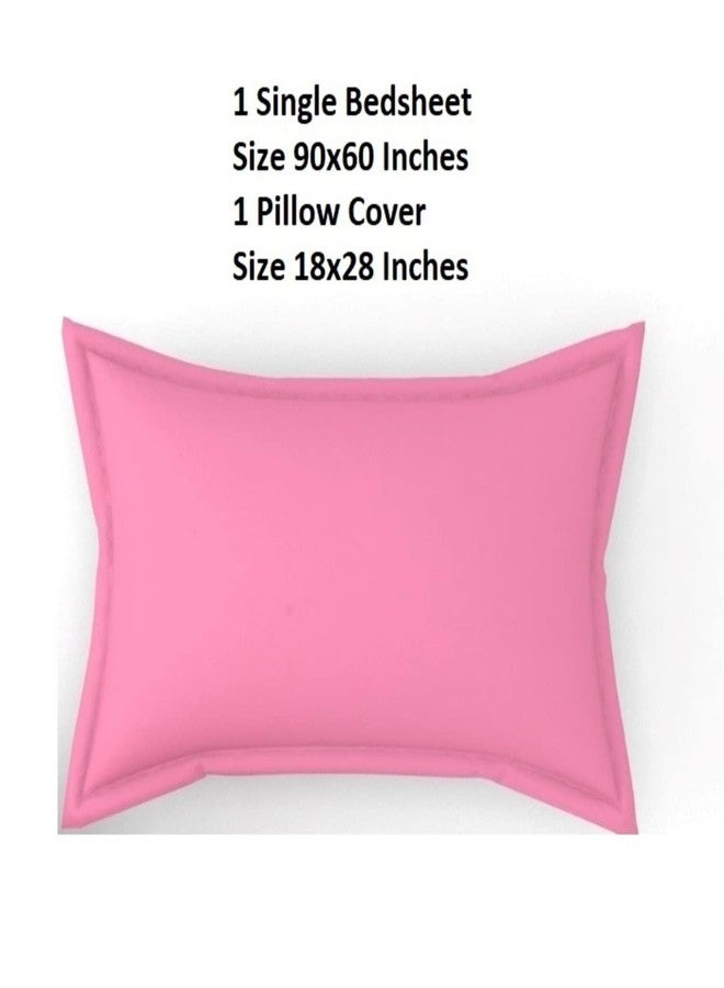 BELVOSTUM Homes 100% Microfiber Plain Solid Bedsheet for Single Bed with 1 Pillow Cover (Solid Pink, Single Bed) - Image 5