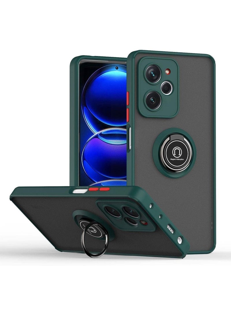 Case for Xiaomi Poco X5 Pro Case Cover Metal Ring Holder Grip Kickstand Car Magnetic Mount Shockproof Matte Hard Back Bumper Case for Xiaomi Poco X5 Pro (Green)