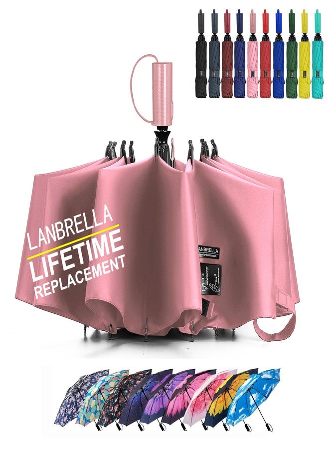 LANBRELLA Umbrella Compact Inverted Folding Umbrellas Auto Open Auto Close - C2.5 Pink - Image 1