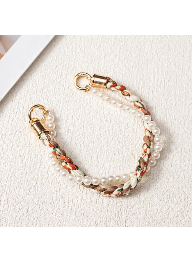 NIBEMINENT Beaded Phone Lanyard, Anti Lost Removable Wrist Strap, Woven Short Sleeve Bracelet Pendant, Phone Keychain Lanyard,2/Orange And Yellow