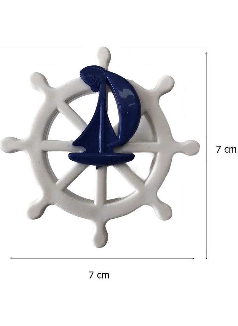 Eym - Children's Room Furniture Handle Cupboard Button Sailor's Helm Blue - Image 1