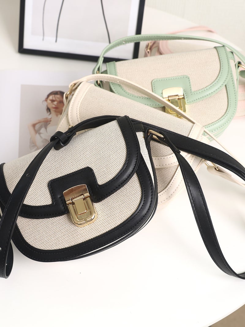2025 Woven Color-Block Single Shoulder Crossbody Saddle Bag Retro Versatile Underarm Small Bag For Women Ins Style Crossbody - Image 5