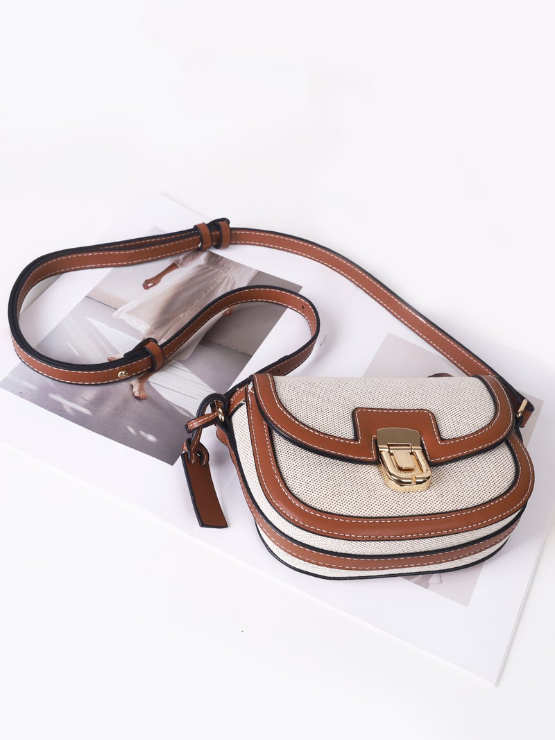 2025 Woven Color-Block Single Shoulder Crossbody Saddle Bag Retro Versatile Underarm Small Bag For Women Ins Style Crossbody - Image 4