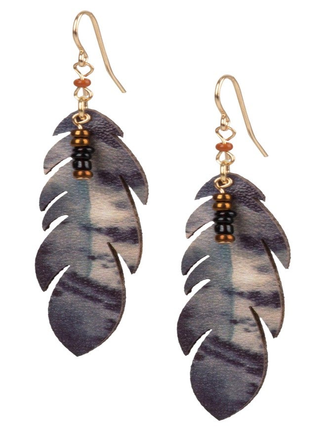SPUNKYsoul SPUNKKYsoul Boho Faux Leather Feather Earrings for Women – Lightweight Handmade Drop Earrings with Natural Earth-Tone Print – Hypoallergenic, Eco-Friendly Jewelry Gift (Gray/Black/Creme) - Image 1