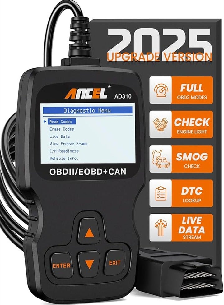 AD310 Classic Enhanced Universal OBD II Scanner Car Engine Fault Code Reader CAN Diagnostic Scan Tool (Black) - Image 1