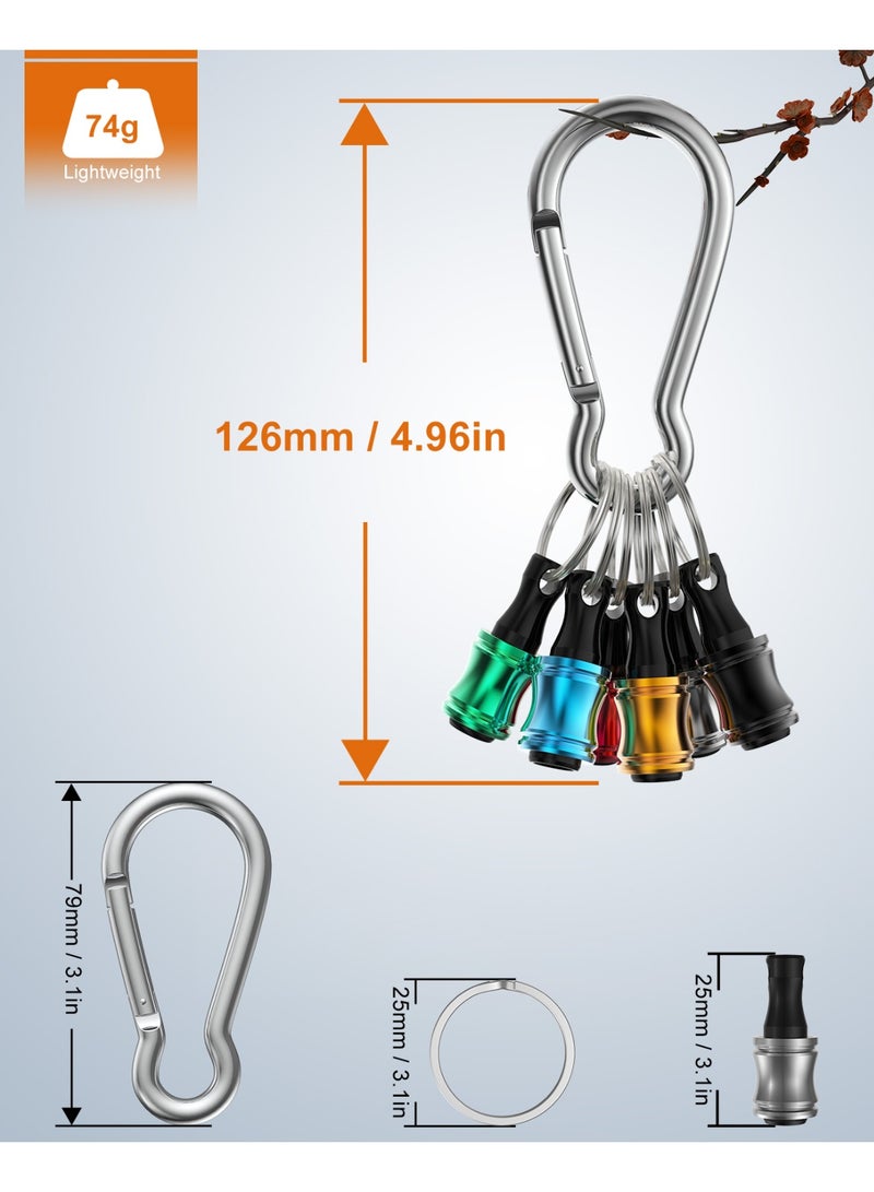 Katerk 1/4inch Hex Shank Aluminum Alloy Screwdriver Bits Holder Extension Bar Drill Screw Adapter Change Keychain Portable（12PC color with silver carabiner） - Image 4