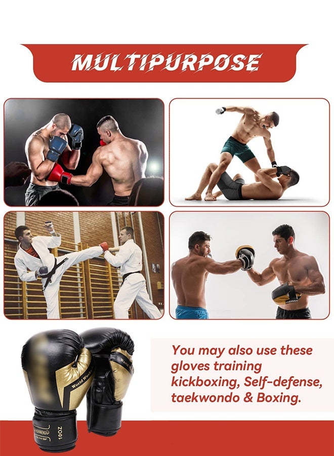 UNUNS قفازات ملاكمة للكبار، 8 أوقية قفازات لكمات + حزام ملاكمة + لوحات هدف، معدات تدريب احترافية مقاومة للصدمات من الجلد للتدريب في الملاكمة والملاكمة التايلاندية وفنون القتال المختلطة، قفازات ملاكمة ثقيلة للحقيبة - Image 4