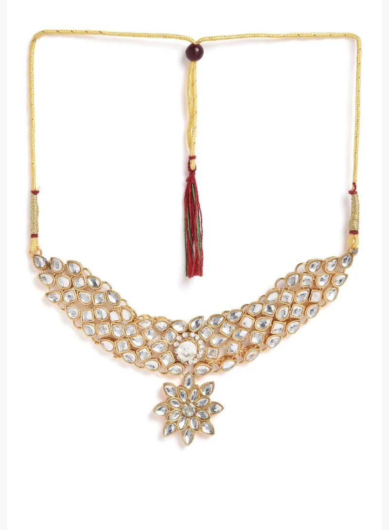 سوهي طقم عقد واقراط دبوسية مطلية بالذهب