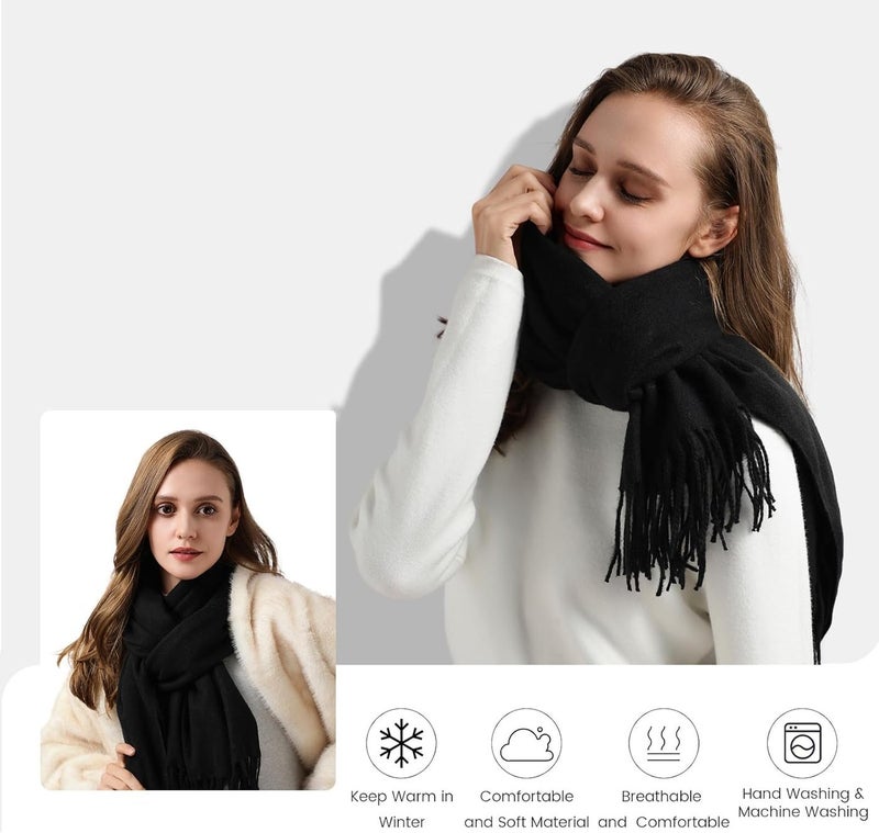 HZYH Women's Winter Scarf, Classic Pashmina Shawls and Wraps, Cashmere Feel Scarfs for Women, Long Scarves, Winter Warm Large Blanket Scarf for Outdoor, Travel - Image 4