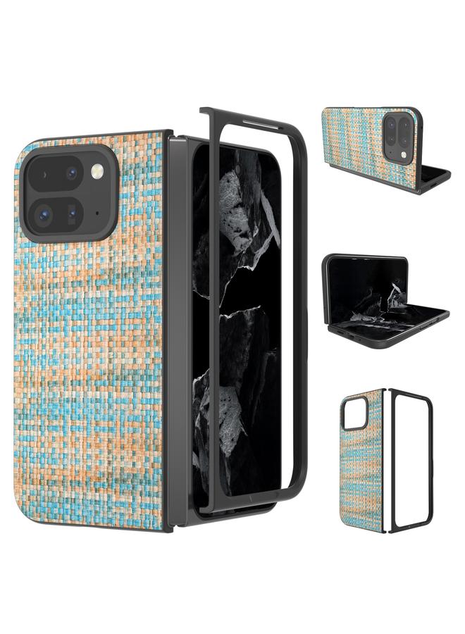 S-TOP Case For Google Pixel 9 Pro Fold Black Frame Color Lattice Texture PU Phone Case - Image 1